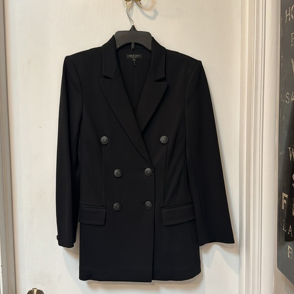 Rag & Bone Womens Warren Ponte Black Relaxed Fit Double-Breasted Blazer NWOT - Picture 7 of 13